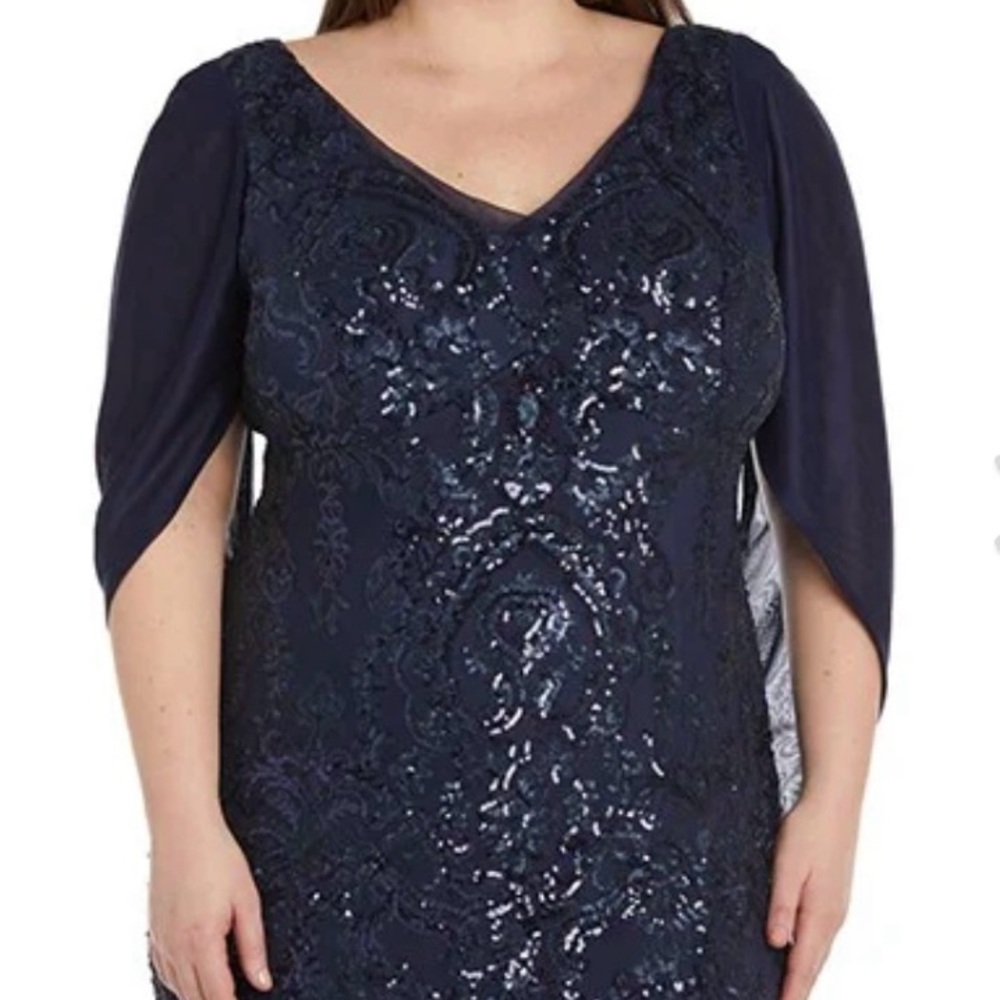 R & M Richards Navy Sequin Wedding Dress